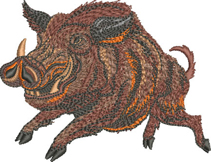 Embroidery Design: Running Razorback Lg 4.52w X 3.46h