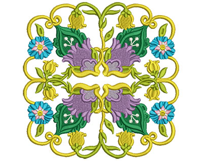 Embroidery Design: Jacobean Block 4 6.95w X 6.98h