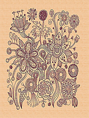 Embroidery Design: Stylized Florals D 12.63w X 9.25h