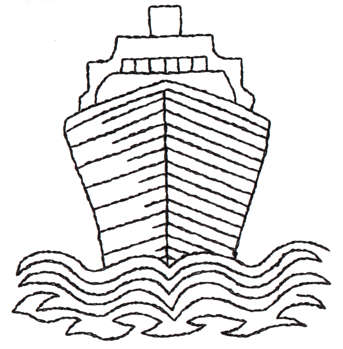 Embroidery Design: Ship Breaking Waves - Outline3.07" x 3.18"