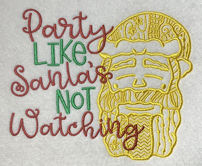 Embroidery Design: Party Like Santa Lg 6.36w X 5.28h