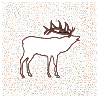 Embroidery Design: Elk Quilt Square (Large Stipple)5.94" x 5.96"