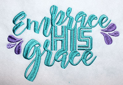 Embroidery Design: Embrace His Grace Lg 8.17w X 5.47h