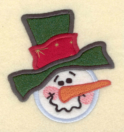 Embroidery Design: Snowman head with Hat Appliques3.66w X 3.91h