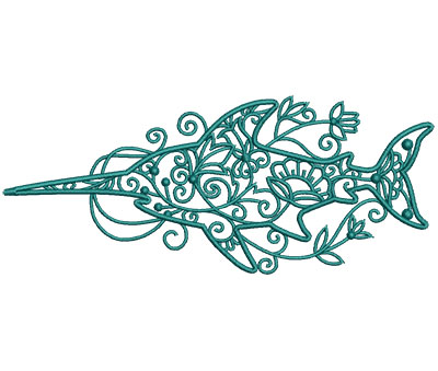 Embroidery Design: Sea Flora Swordfish 6.01w X 2.49h