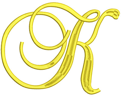 Embroidery Design: Script Initial K 7.00w X 5.44h