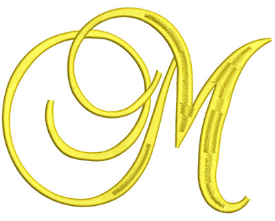 Embroidery Design: Script Initial M 7.00w X 5.31h