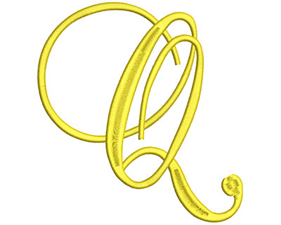 Embroidery Design: Script Initial Q 5.44w X 5.81h