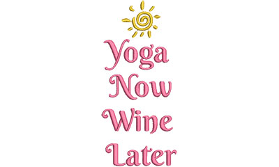 Embroidery Design: yoga now wine later 2.93w X 6.51h