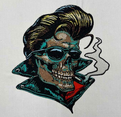 rockabilly skull embroidery design