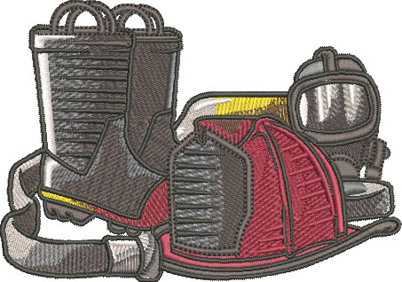 firefighter equipment embroidry design