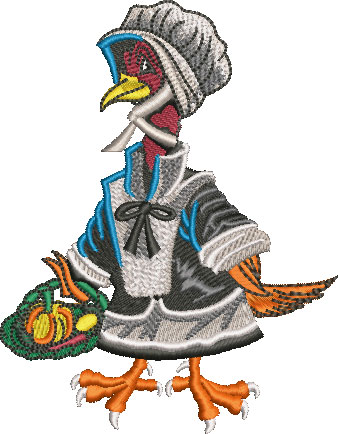 female pilgrim turkey embroidery design