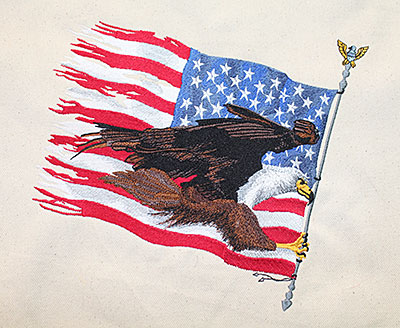 American Eagle with Flag embroidery design