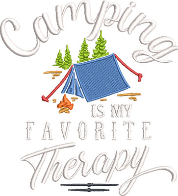 camping therapy embroidery design