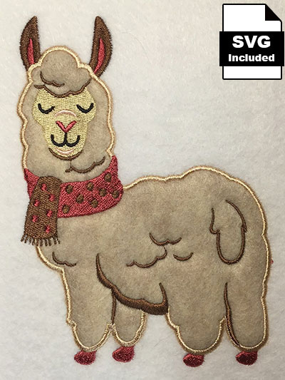 Llama applique embroidery design