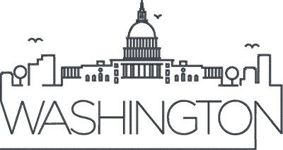 washington city skyline embroidery design