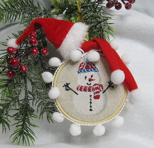 Cute Christmas Snowman Ornament Embroidery