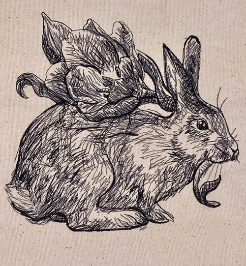 spring rabbit embroidery design