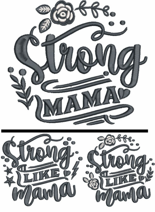 strong mama embroidery design