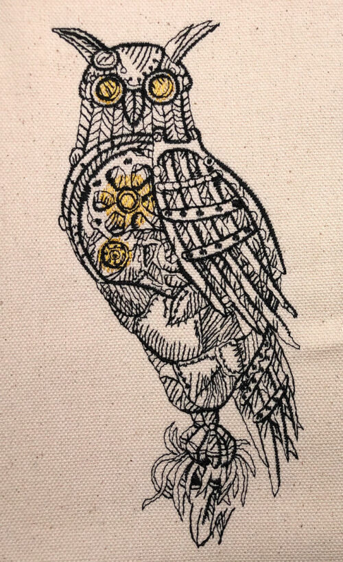 steampunk owl embroidery design