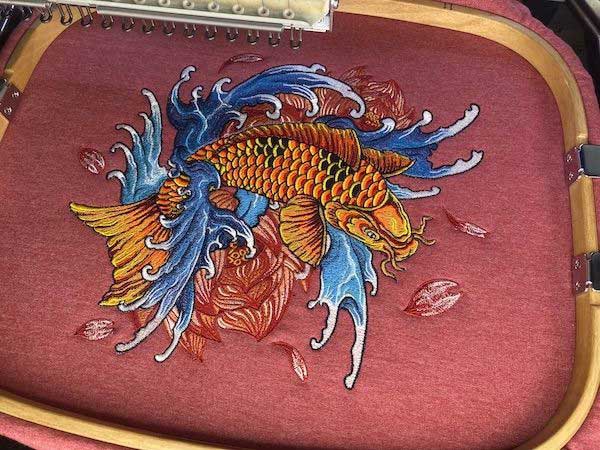 quality embroidery design koi fish