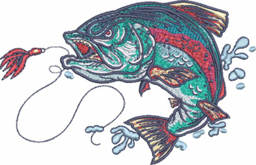 crazy trout embroidery design