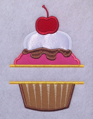 split applique cupcake embroidery design