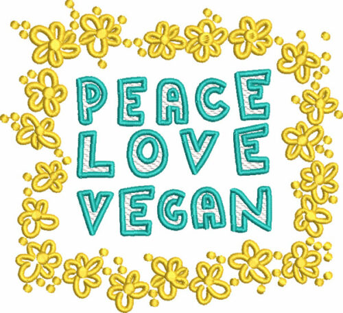 peace love vegan embroidery design