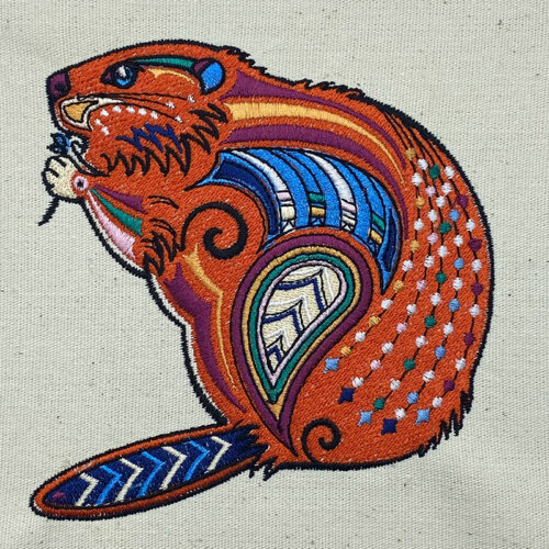 graphic beaver embroidery design