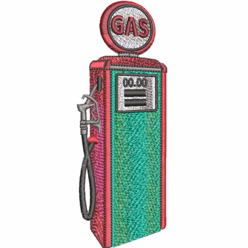 antique gas pump embroidery design