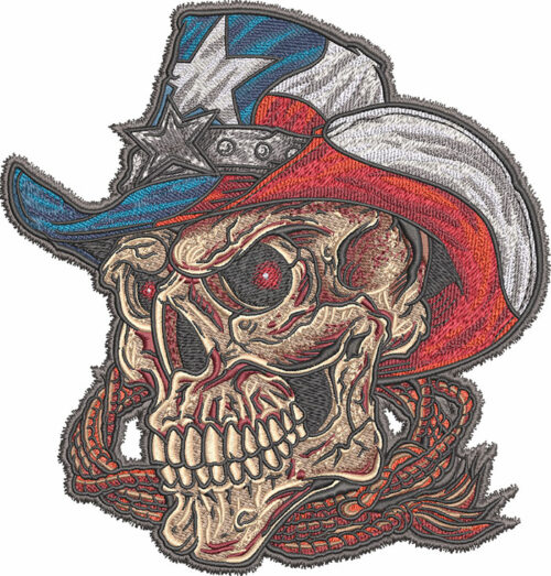 western texas skull embroidery design