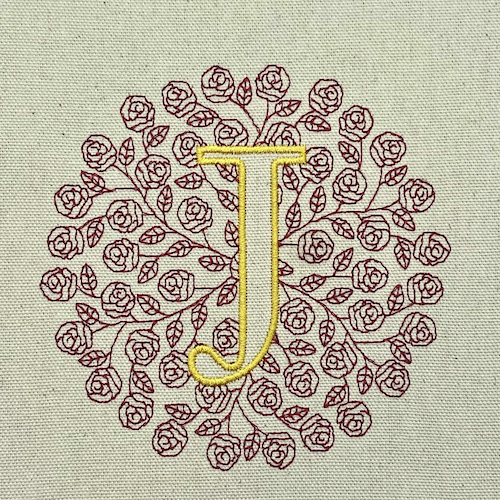 rose monogram embroidery design