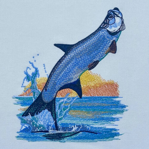 tarpon leap embroidery design