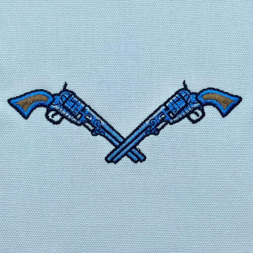 crossed cowboy pistols embroidery design