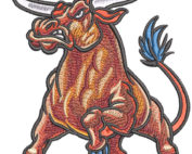 longhorn raging bull embroidery design