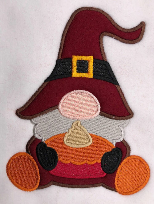 Thanksgiving gnome applique embroidery design