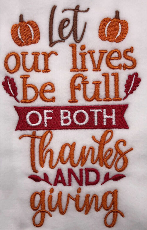 Lets be full of thanks embroidery design