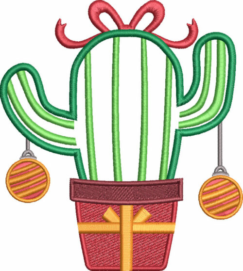 Christmas Cactus applique embroidery design