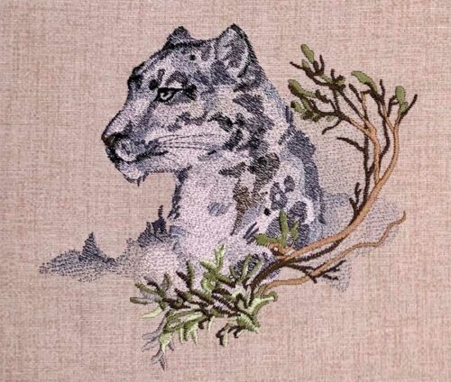 Premium snow leopard embroidery design