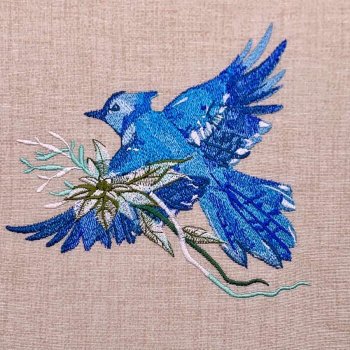 Premium blue jay embroidery design