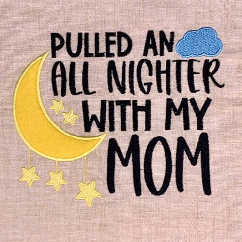 Pulled an all nighter applique embroidery design