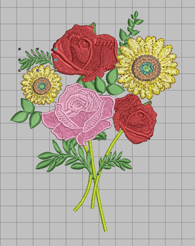 digitizing flower rose leaves