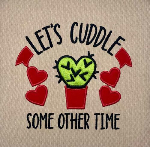 Let's Cuddle applique embroidery design