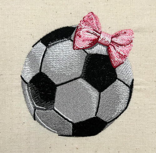 soccer ball with bow embroidery design