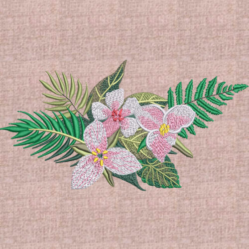 tropical flowers embroidery design