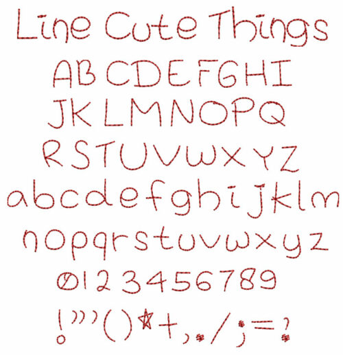 Line Cute Things Esa Embroidery Font