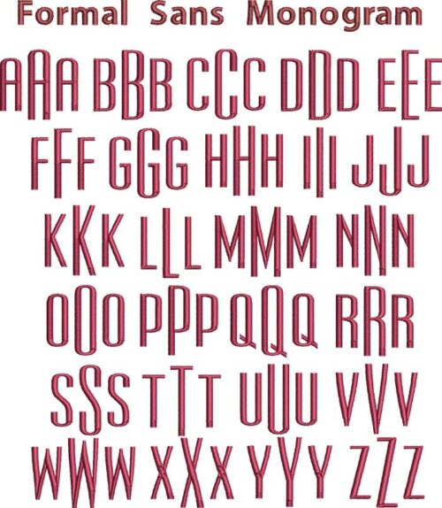 Formal Sans 3-Ltr MGM BX embroidery font