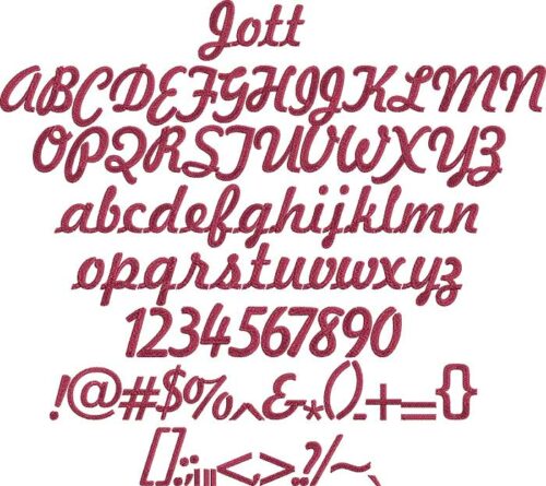 Jott BX embroidery font