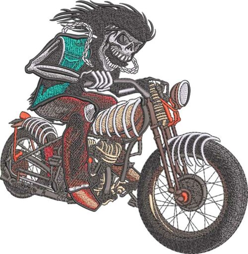 keleton Biker Embroidery Design