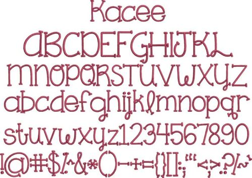 Kacee Embroidery Design Font